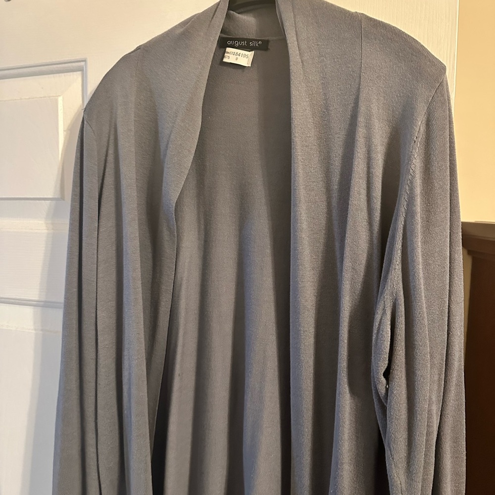 August Silk Charcoal Long Knit Cardigan